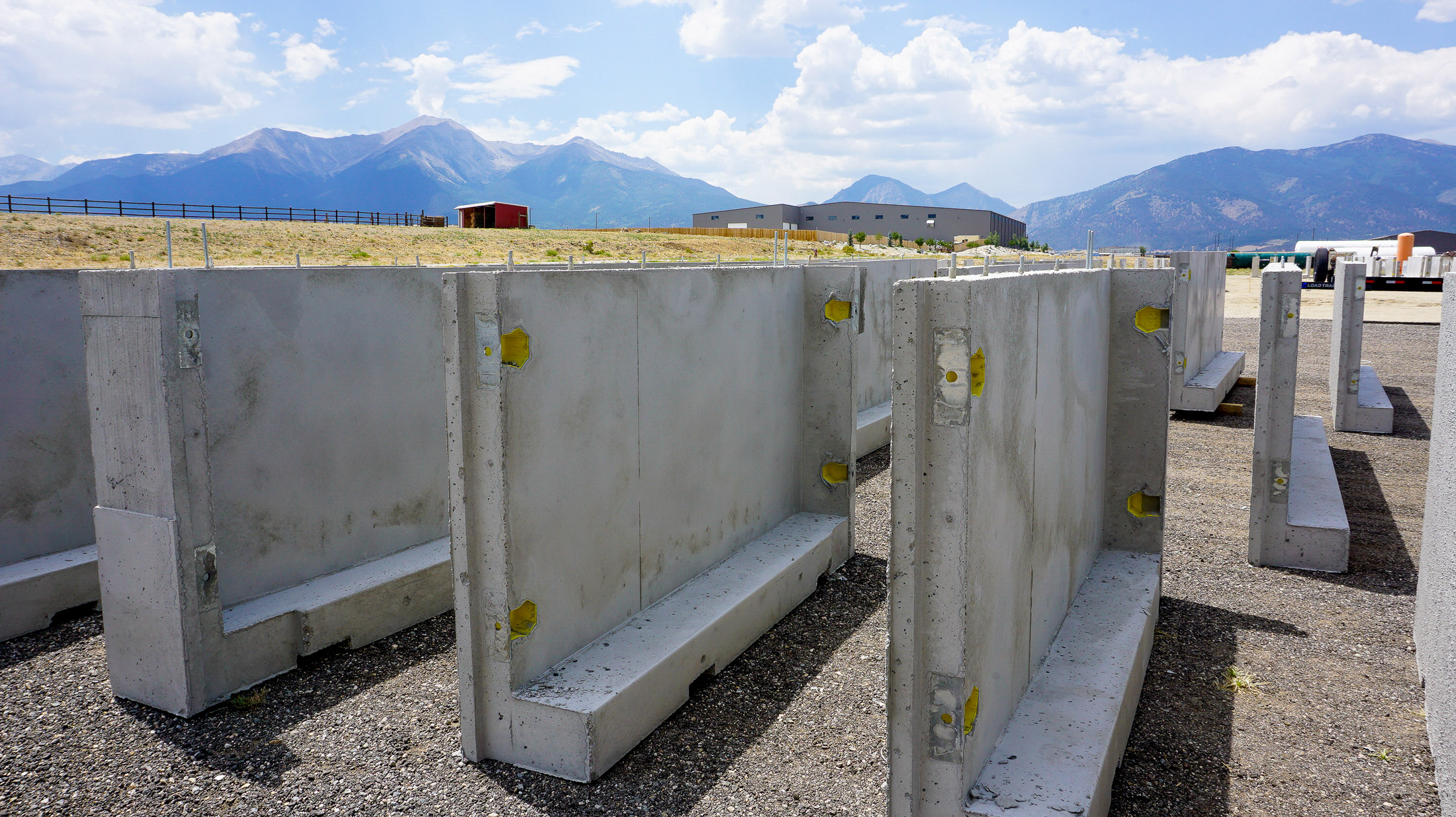 Fast Foundations precast concrete panels staged and ready for delivery, Buena Vista Colorado